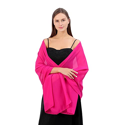 Proumhang Weiche Chiffon Tücher Schals Wraps für Braut Brautjungfer Hochzeit Party Abendkleid und besonderen Anlass Kleider Elegante Seidenschals für Mädchen Frauen 70cm x 200cm Rosenrot von Proumhang