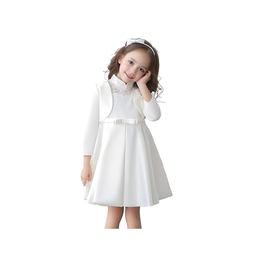 Proumhang Weiß Langärmelige Strickjacke für Mädchen,Bolero Shrug Cardigan Jacke Cover Up,3D-Blumen-Satin-Schal mit offener Vorderseite,Mädchen Hochzeit Brautjungfer Wrap 110cm Proumhang Weiß Langärmelige Strickjacke für Mädchen,Bolero Shrug Cardigan Jacke Cover Up,3D-Blumen-Satin-Schal mit offener Vorderseite,Mädchen Hochzeit Brautjungfer Wrap 110cm von Proumhang