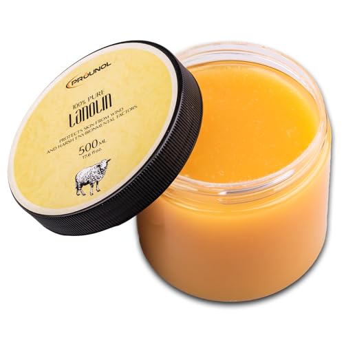 Prounol Lanolin Wollfett Anhydrat 500ml - Wasserfrei Zugabe für Kosmetik für Pflege Trockener Haut von Prounol