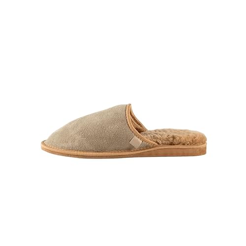 Provellus HAUSSCHUHE PANTOFFELN SLIPPER ECHT DEUTSCHES MERINOSCHAFFELL/LEDER RUTSCHFEST GG (Beige, EU Schuhgrößensystem, Erwachsene, Numerisch, M, 45) von Provellus