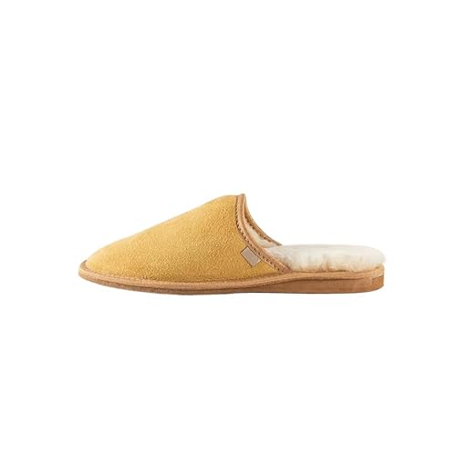 Provellus HAUSSCHUHE PANTOFFELN SLIPPER ECHT DEUTSCHES MERINOSCHAFFELL/LEDER RUTSCHFEST GG (Gelb, EU Schuhgrößensystem, Erwachsene, Numerisch, M, 45) von Provellus