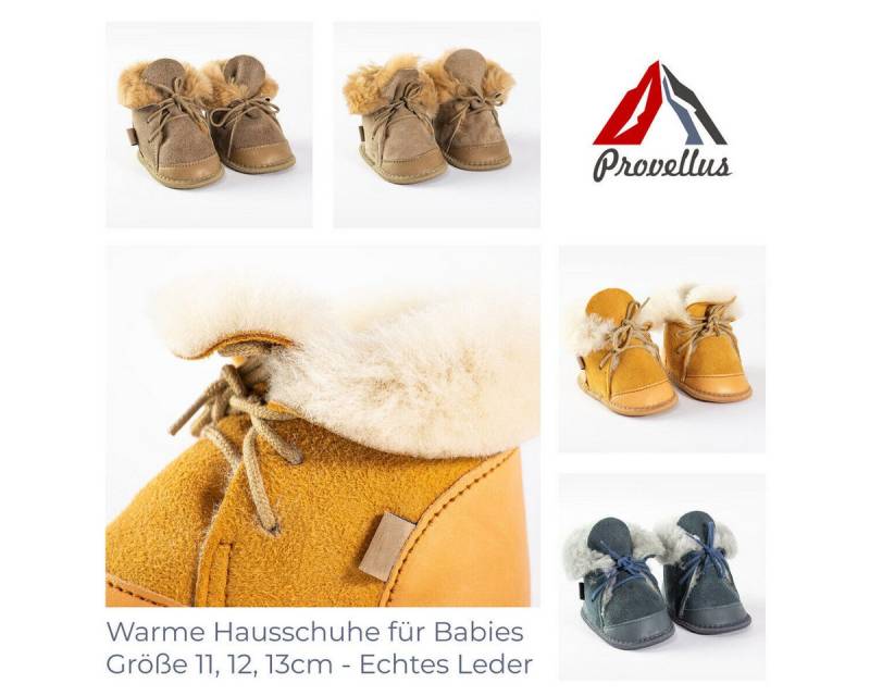 Provellus Kinder Hausschuhe Merinoschaffell Leder Baby Pantoffeln S-L Hausschuh von Provellus