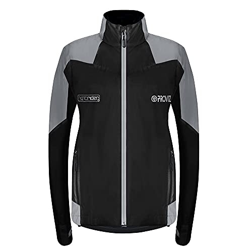 Proviz Damen Nightrider Wasserdichte Fahrradjacke, Schwarz , 34 von Proviz