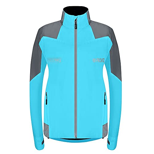 Proviz Damen Nightrider Wasserdichte Fahrradjacke, hellblau, 40 von Proviz