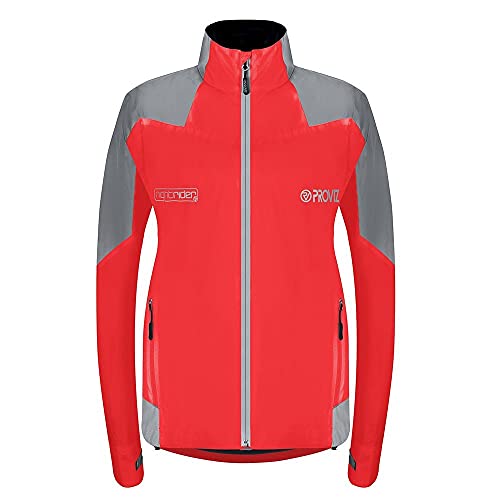 Proviz Damen Nightrider wasserdichte Fahrradjacke, Rot, EU 34 von Proviz