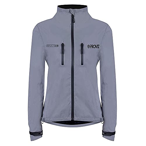 Proviz Damen REFLECT360 wasserdichte Fahrradjacke, hohe Sichtbarkeit, reflektierend, Fahrradmantel, grau, 48 von Proviz