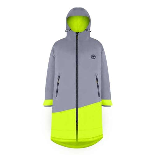 Proviz REFLECT360 Explorer Wickelmantel mit Sherpa-Fleece-Futter, reflektierend, wasserdicht und winddicht, Unisex, durchgehender Reißverschluss, gelb, L von Proviz