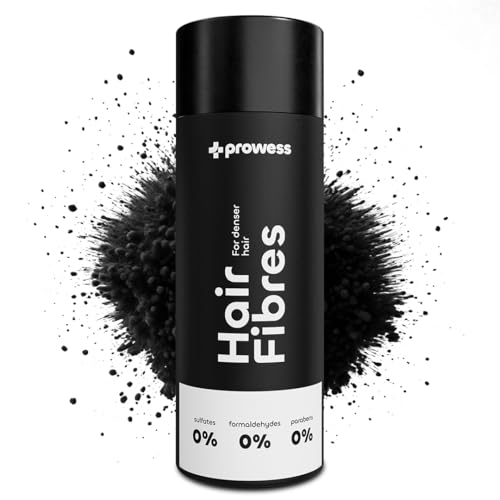 Prowess Streuhaar Ansatzpuder - Natürliches Haarpuder zur Haarverdichtung für Frauen und Männer - Farbe Schwarz - Ansatzspray für sofortige Fülle, Haaransatz kaschieren, Hair fibers, 27,5g von Prowess