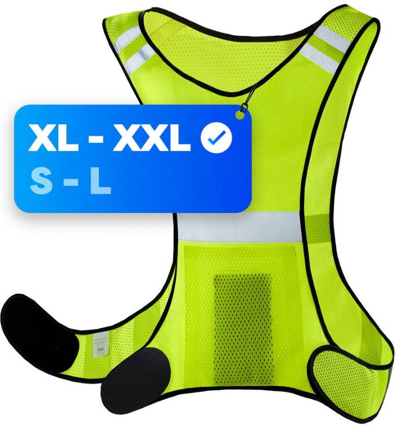 Prowiste Warnweste Reflektierende Fahrradweste - Laufweste Damen & Herren - Warnweste (Unisex Einheitsgröße, 1-tlg., 1teilig) XL - XLL Sicherheitsweste für Damen & Herren - Atmungsaktiv - Leicht von Prowiste