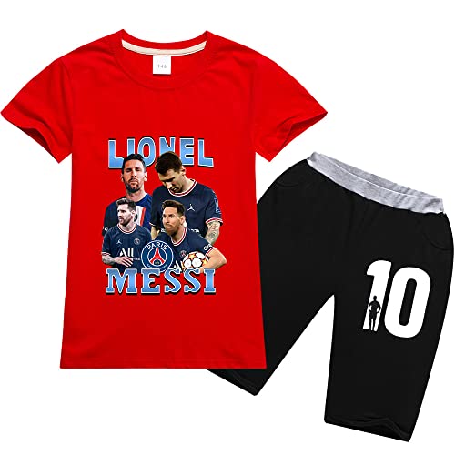 Kurzer Fußball-Schlafanzug, Kurzarm-Pyjama-Set für Kinder, Geschenke für Kinder (A2,140cm) von Proxiceen