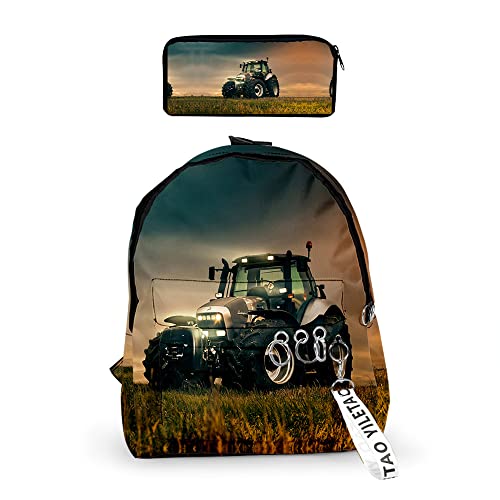 Proxiceen Traktor Rucksack 2-teiliges Set Für Jungen Mädchen, Grosse Rucksäcke Mit Ergonomisch Geformter Rücken, Schulranzen Groß von Proxiceen