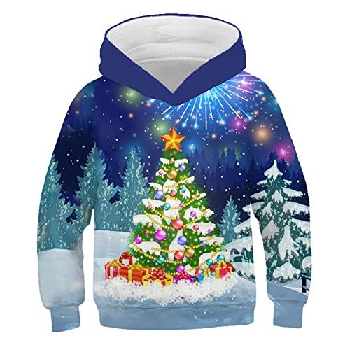 Proxiceen Weihnachtspullover Santa Pullover Sweatshirt, Junge Mädchen Weihnachten Rentier Sweater, Pullover Herbst Winter Langarm (A06,130) von Proxiceen