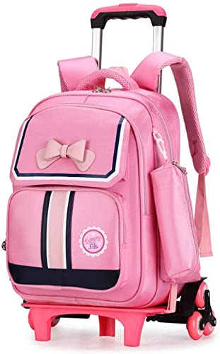 Rucksack mit Rädern, Schulranzen Trolley Schultasche Multifunktions Trolley Rucksack für Kinder Jungen Mädchen Teenager (Rosa,32 * 20 * 43 cm) von Proxiceen