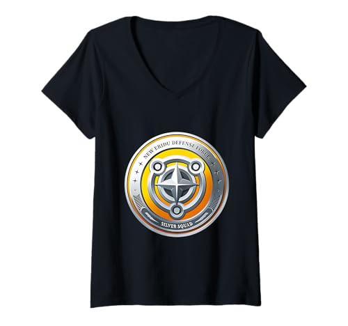 Damen Defense Force — Silver Squad Faction T-Shirt mit V-Ausschnitt von Proxy Agent Appareal