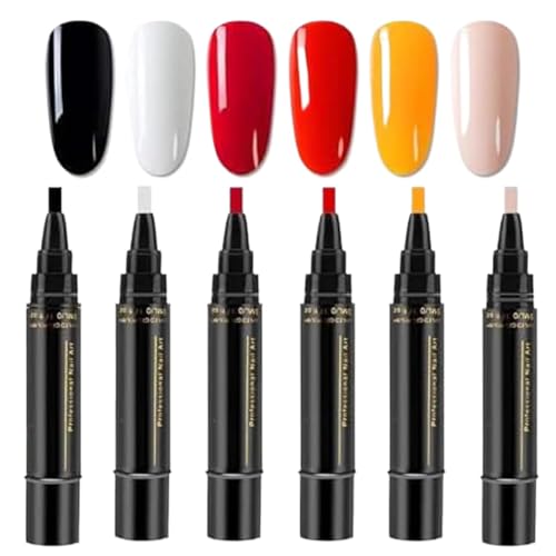 6 St Nail Gel Pen,Nagellackstift 3 In 1 Nagellack Stift Step UV Gel Nagelgel Nail Polish Pens Nagel Bleistift UV LED Nagellack -Nagellackstifte von Proypiax