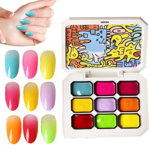 Proypiax Gel Polish Für Nägel - 9-farbiges Frauen Nagel Design Gel,Maniküre Seidiger Farbverlauf Kosmetik Für Zuhause Salon Anfänger Hochzeit Verabredung Reisen von Proypiax