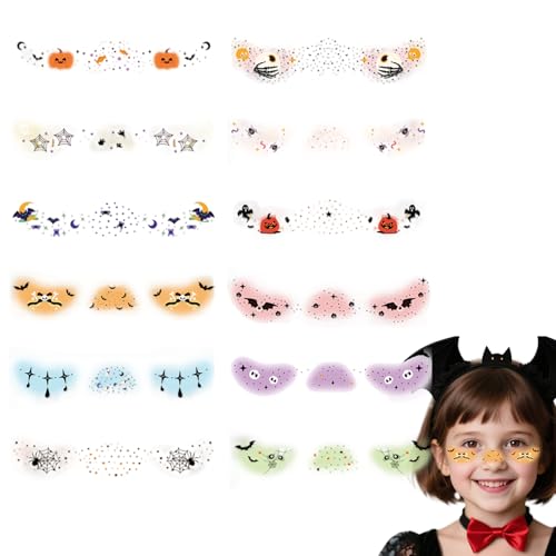 Proypiax Gesichtssticker Für Halloween | 12 Stück Temporäre Kürbis-Motive Sticker Für Kinder | Gruseliges Urlaubsdeko Accessoire Für Erwachsene Und Kinder Cosplay von Proypiax