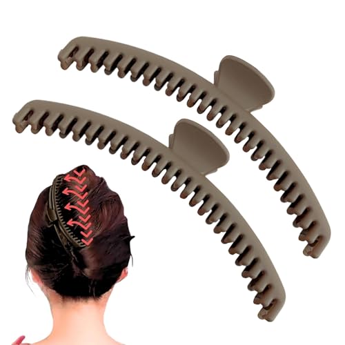 Proypiax Haarkrallen, Haarkrallenklammern - 2 Pack tragbare kleine Haarklaue | Nicht rutschende Bananen-Haarnadeln, große Barrettes, schlanke Brötchenstifte, starker Griff für Frauen und Mädchen von Proypiax