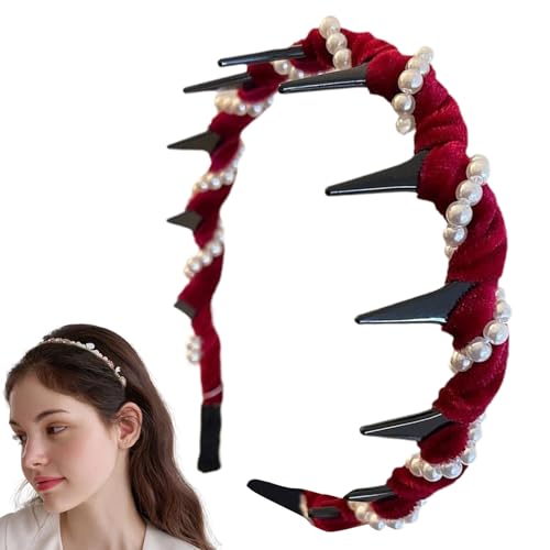 Proypiax Mädchen Perlenstirnband, Perlenstirnbandzahn | Wellen -Kopfbedeckung,Nicht rutschende Hochzeitsbrautzähne Kamm-Stirnbänder Perlen Haarbandzubehör für Frauen von Proypiax