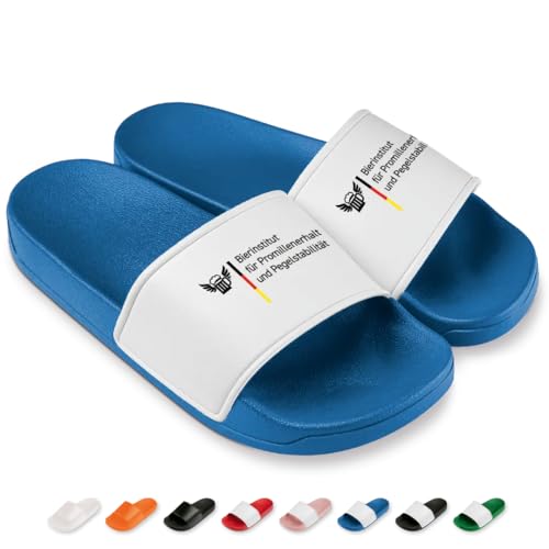 Bierinstitut - Badelatschen | Bundesinstitut Slipper | Schlappen | Hausschuhe | Pantoletten | Badeschuhe für Herren und Damen | Geschenkidee | Badelatschen Vereine | Blau | Größe 45 Bierinstitut - Badelatschen | Bundesinstitut Slipper | Schlappen | Hausschuhe | Pantoletten | Badeschuhe für Herren und Damen | Geschenkidee | Badelatschen Vereine | Blau | Größe 45 von Prozente Momente