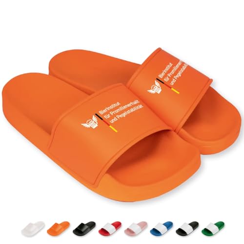 Bierinstitut - Badelatschen | Bundesinstitut Slipper | Schlappen | Hausschuhe | Pantoletten | Badeschuhe für Herren und Damen | Geschenkidee | Badelatschen Vereine | Orange | Größe 47 von Prozente Momente