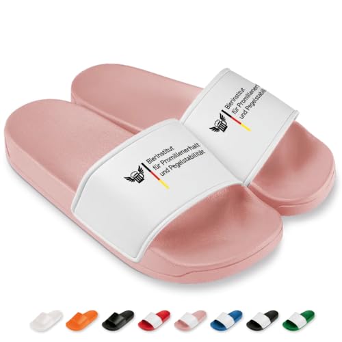 Bierinstitut - Badelatschen | Bundesinstitut Slipper | Schlappen | Hausschuhe | Pantoletten | Badeschuhe für Herren und Damen | Geschenkidee | Badelatschen Vereine | Rosa | Größe 40 Bierinstitut - Badelatschen | Bundesinstitut Slipper | Schlappen | Hausschuhe | Pantoletten | Badeschuhe für Herren und Damen | Geschenkidee | Badelatschen Vereine | Rosa | Größe 40 von Prozente Momente