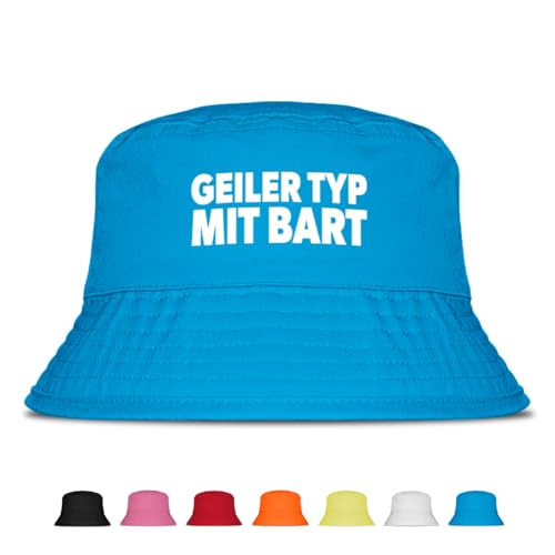 Geiler Typ mit Bart - Fischerhut | Anglerhut | Sonnenhut | Sommer | Party | Malle | lustige Sprüche | OneSize | Malle | Urlaub (Blau) von Prozente Momente