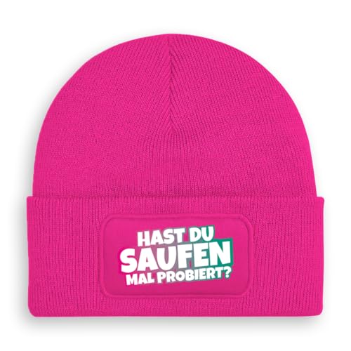 Hast du Saufen mal probiert? - Beanie | Strickmütze | Wollmütze | Beanie mit Druck | lustige Sprüche | Apres-Ski | Winter | Pink von Prozente Momente