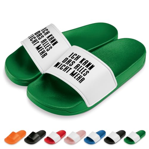 Ich kann das Alles Nicht mehr Badelatschen | Slipper | Schlappen | Hausschuhe | Pantoletten | Unisex | Malle | Party | rutschfest | Grün | Größe 42 von Prozente Momente