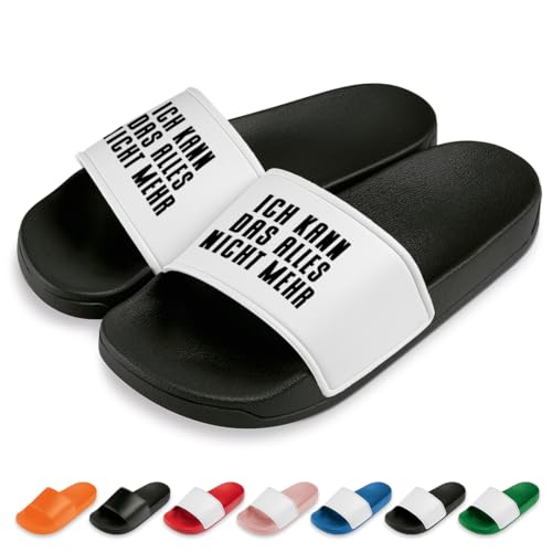 Ich kann das Alles Nicht mehr Badelatschen | Slipper | Schlappen | Hausschuhe | Pantoletten | Unisex | Malle | Party | rutschfest | Schwarz/Weiß | Größe 42 von Prozente Momente