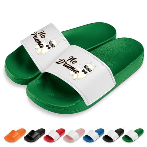 No Drama Lama Badelatschen | Slipper | Schlappen | Hausschuhe | Pantoletten | Unisex | Freizeit | Malle | lustige Motive | rutschfest | Grün | Größe 40 No Drama Lama Badelatschen | Slipper | Schlappen | Hausschuhe | Pantoletten | Unisex | Freizeit | Malle | lustige Motive | rutschfest | Grün | Größe 40 von Prozente Momente
