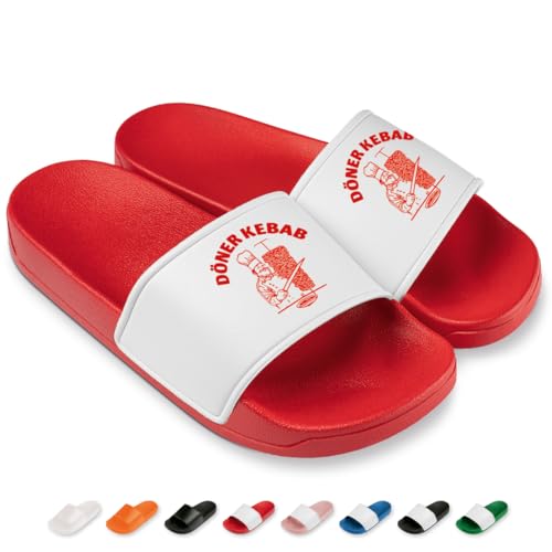 Prozente Momente Döner Kebab - Lustige Badelatschen für Herren & Damen – Bequeme Schlappen & Hausschuhe für Strand, Pool und Dein Malle-Outfit | Rot Gr. 39 Prozente Momente Döner Kebab - Lustige Badelatschen für Herren & Damen – Bequeme Schlappen & Hausschuhe für Strand, Pool und Dein Malle-Outfit | Rot Gr. 39 von Prozente Momente