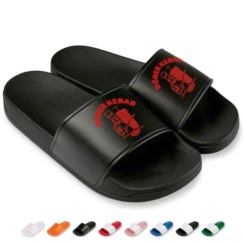 Prozente Momente Döner Kebab - Lustige Badelatschen für Herren & Damen – Bequeme Schlappen & Hausschuhe für Strand, Pool und Dein Malle-Outfit | Schwarz Gr. 40 Prozente Momente Döner Kebab - Lustige Badelatschen für Herren & Damen – Bequeme Schlappen & Hausschuhe für Strand, Pool und Dein Malle-Outfit | Schwarz Gr. 40 von Prozente Momente