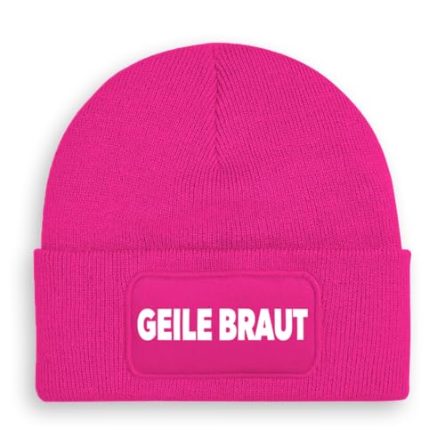 Prozente Momente Geile Braut - Beanie | Strickmütze | Wollmütze | Beanie mit Druck | lustige Sprüche | Apres-Ski | Winter | Pink von Prozente Momente