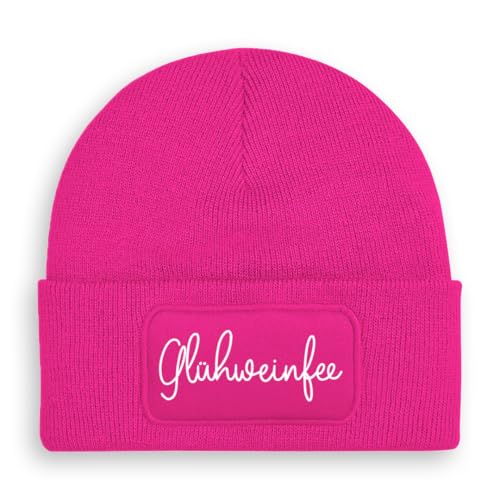 Prozente Momente Glühweinfee - Beanie | Strickmütze | Wollmütze | Beanie mit Druck | lustige Sprüche | Apres-Ski | Pink von Prozente Momente