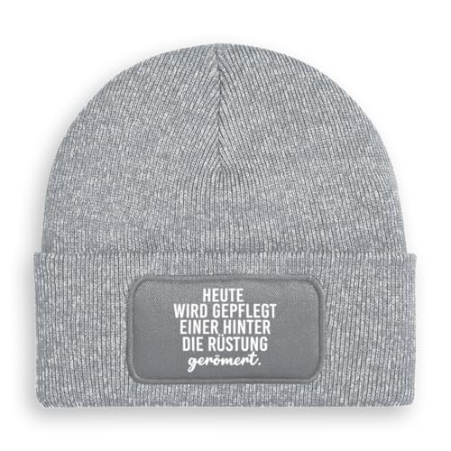 Prozente Momente Hinter die Rüstung gerömert - Beanie | Strickmütze | Wollmütze | Beanie mit Druck | lustige Sprüche | Apres-Ski | Winter | Grau meliert Prozente Momente Hinter die Rüstung gerömert - Beanie | Strickmütze | Wollmütze | Beanie mit Druck | lustige Sprüche | Apres-Ski | Winter | Grau meliert von Prozente Momente
