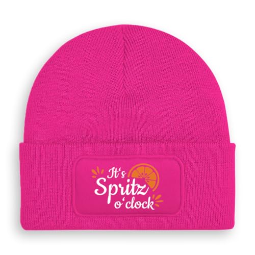 Prozente Momente It's Spritz o'clock - Beanie | Strickmütze | Wollmütze | Beanie mit Druck | lustige Sprüche | Apres-Ski | Winter | Pink von Prozente Momente