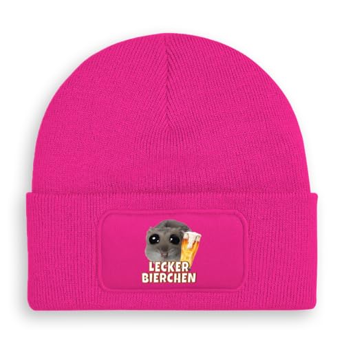 Prozente Momente Lecker Bierchen - Beanie | Strickmütze | Wollmütze | Beanie mit Druck | lustige Sprüche | Apres-Ski | Winter | Pink von Prozente Momente