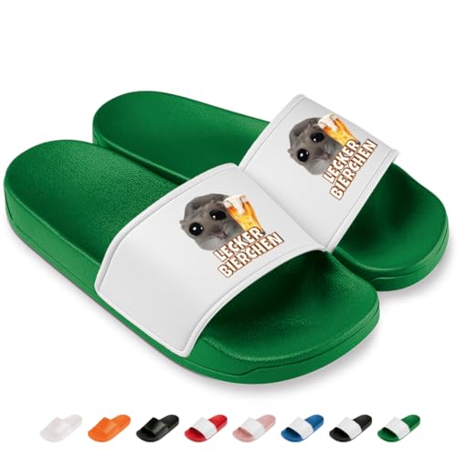 Prozente Momente Lecker Bierchen - Lustige Badelatschen für Herren & Damen mit Hamster – Bequeme Schlappen & Hausschuhe für Strand, Pool und Dein Malle-Outfit | Grün Gr. 43 Prozente Momente Lecker Bierchen - Lustige Badelatschen für Herren & Damen mit Hamster – Bequeme Schlappen & Hausschuhe für Strand, Pool und Dein Malle-Outfit | Grün Gr. 43 von Prozente Momente