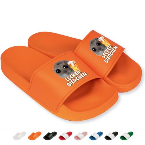 Prozente Momente Lecker Bierchen - Lustige Badelatschen für Herren & Damen mit Hamster – Bequeme Schlappen & Hausschuhe für Strand, Pool und Dein Malle-Outfit | Orange Gr. 45 Prozente Momente Lecker Bierchen - Lustige Badelatschen für Herren & Damen mit Hamster – Bequeme Schlappen & Hausschuhe für Strand, Pool und Dein Malle-Outfit | Orange Gr. 45 von Prozente Momente