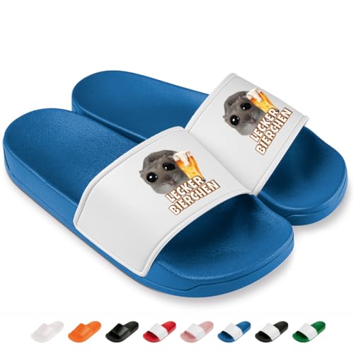 Prozente Momente Lecker Bierchen - Lustige Badelatschen für Herren & Damen mit Hamster – Bequeme Schlappen & Hausschuhe für Strand, Pool und Dein Malle-Outfit | Blau Gr. 45 Prozente Momente Lecker Bierchen - Lustige Badelatschen für Herren & Damen mit Hamster – Bequeme Schlappen & Hausschuhe für Strand, Pool und Dein Malle-Outfit | Blau Gr. 45 von Prozente Momente