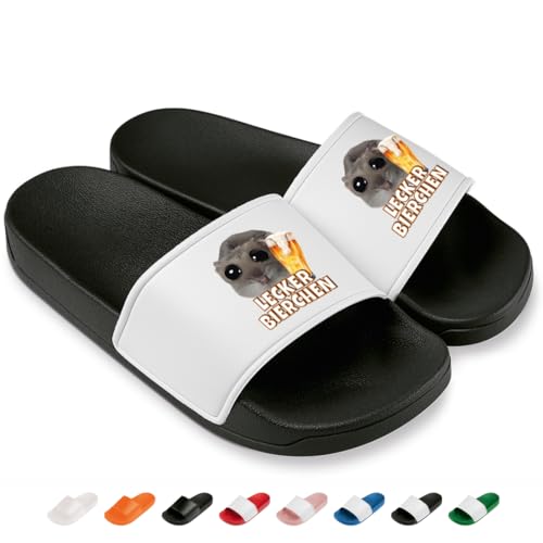 Prozente Momente Lecker Bierchen - Lustige Badelatschen für Herren & Damen mit Hamster – Bequeme Schlappen & Hausschuhe für Strand, Pool und Dein Malle-Outfit | Schwarz/Weiß Gr. 47 Prozente Momente Lecker Bierchen - Lustige Badelatschen für Herren & Damen mit Hamster – Bequeme Schlappen & Hausschuhe für Strand, Pool und Dein Malle-Outfit | Schwarz/Weiß Gr. 47 von Prozente Momente