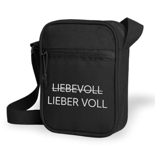 Prozente Momente Liebevoll/Lieber voll - Umhängetasche | Malle | Party | lustige Sprüche | Schultertasche | Länge verstellbar | Bauchtasche von Prozente Momente
