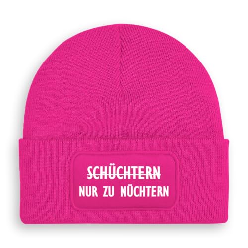 Prozente Momente Nur zu nüchtern - Beanie | Strickmütze | Wollmütze | Beanie mit Druck | lustige Sprüche | Apres-Ski | Winter | Pink von Prozente Momente