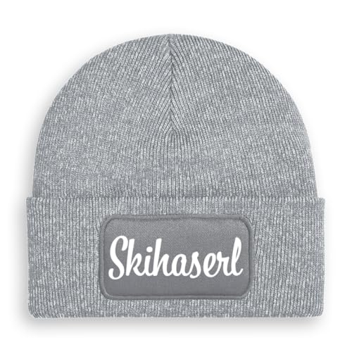 Prozente Momente Skihaserl - Beanie | Strickmütze | Wollmütze | Beanie mit Druck | lustige Sprüche | Apres-Ski | Winter | Grau meliert von Prozente Momente