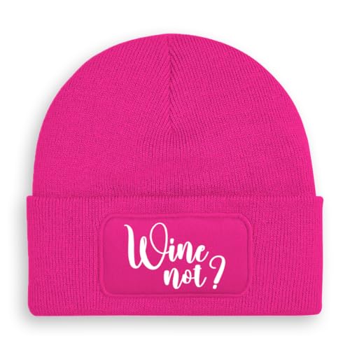 Prozente Momente Wine not? - Beanie | Strickmütze | Wollmütze | Beanie mit Druck | lustige Sprüche | Apres-Ski | Winter | Pink von Prozente Momente