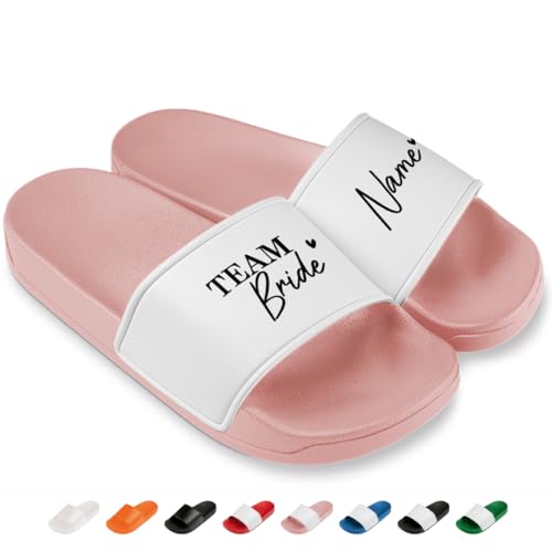 Team Bride - Personalisierte JGA Badelatschen für Damen – Bequeme Schlappen & Hausschuhe für den Junggesellinnenabschied | Rosa Gr. 39 von Prozente Momente
