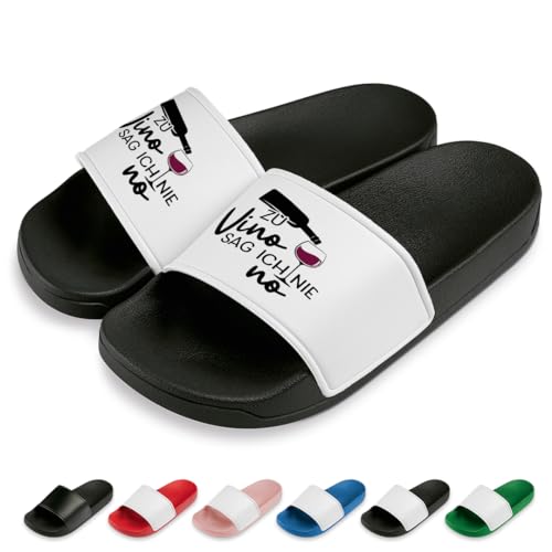 Zu Vino sag ich nie no Badelatschen | Slipper | Schlappen | Hausschuhe | Pantoletten | Unisex | Malle | JGA | Geschenkidee | rutschfest | Schwarz/Weiß | Größe 41 Zu Vino sag ich nie no Badelatschen | Slipper | Schlappen | Hausschuhe | Pantoletten | Unisex | Malle | JGA | Geschenkidee | rutschfest | Schwarz/Weiß | Größe 41 von Prozente Momente