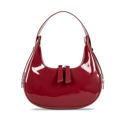 Prpeko Mini Umhängetasche Halbmond Retro Y2k 90er Hobo Handtaschen Unterarm Geldbörse Tasche Mode Clutch Geldbörsen für Frauen, Burgunder von Prpeko