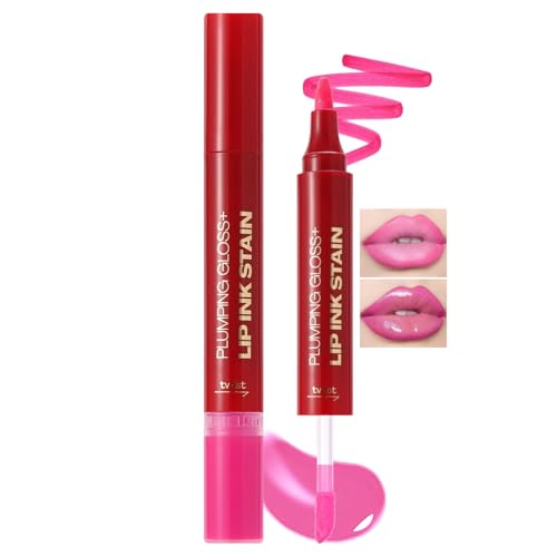 Double-headed Lip Liner Stain, Semi-permanent Tattoo Lipliner Waterproof, Colour Lip Marker Stain, Lips Plumper Tint, Highly Pigmented Liquid Lipstick Hold for 24h Moisturising Lips Makeup，01 von Prreal